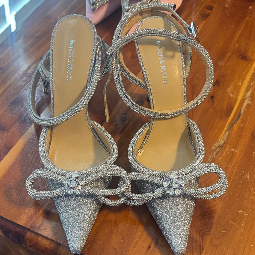 Mach & Mach Silver Glitter Women's Heels